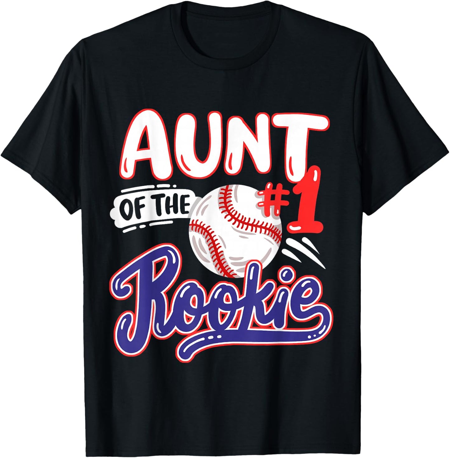 Aunt of Rookie 1st Baseball Birthday Party Theme Matching T-Shirt - T-Shirt | Black