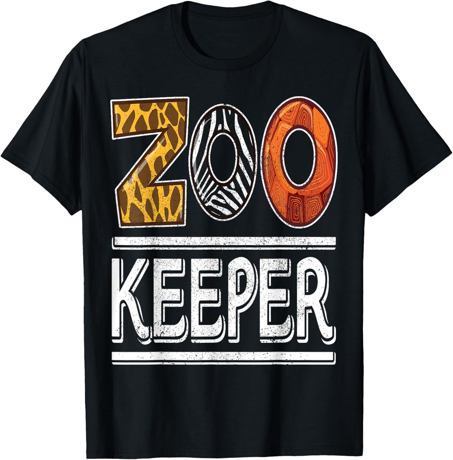 Zookeeper Safari Costume Adult Kids Animal Print Zoo Keeper T-Shirt - T-Shirt | Black