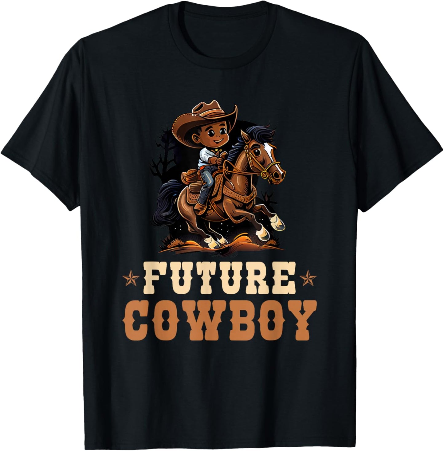 Future Cowboy, African American Rodeo Cowboy Boy Kids T-Shirt - T-Shirt | Black