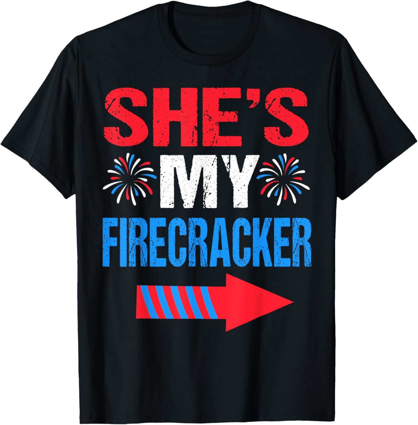 She's my Firecracker Matching 4th Of July Shirts For Couples T-Shirt - T-Shirt | Black