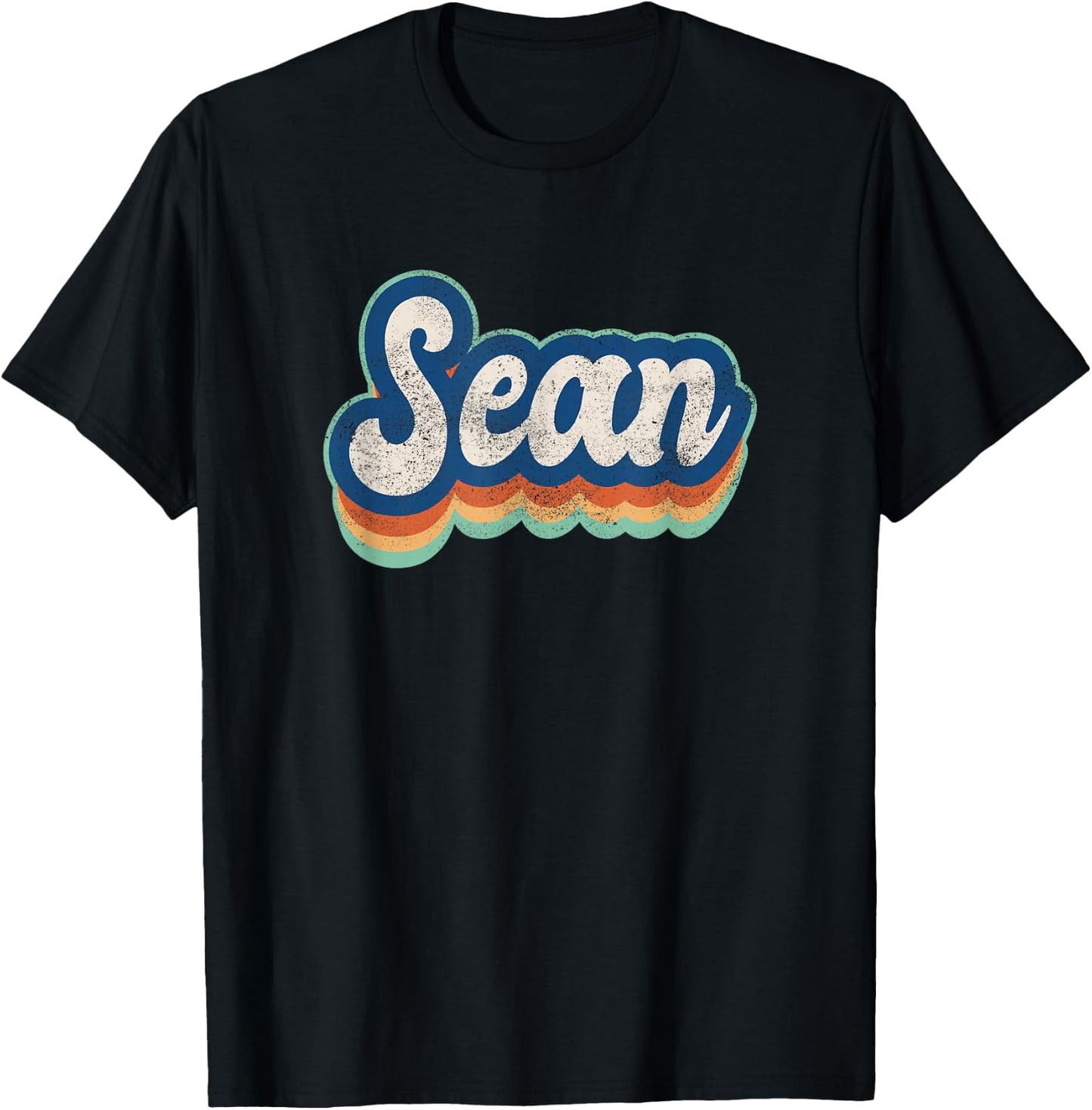 Sean First Name Boy Vintage Style 70s 80s Personalized T-Shirt - T-Shirt | Black
