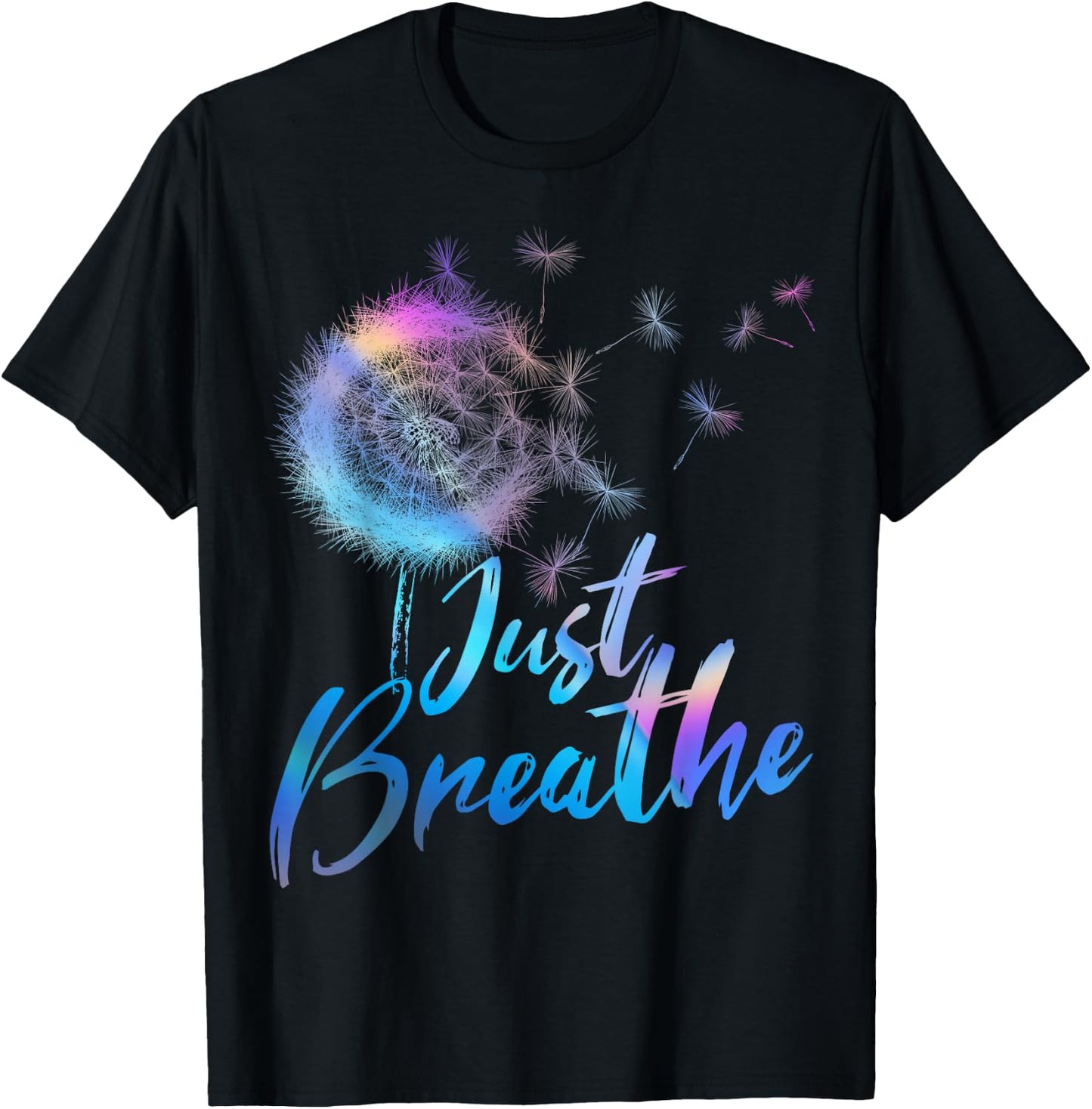 Just Breathe Dandelion Wildflower Botanical Nature Flower T-Shirt - T-Shirt | Black