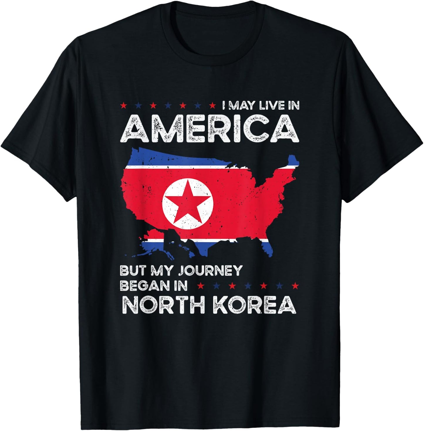 North Korean American USA Patriot Grown North Korea US Flag T-Shirt - T-Shirt | Black