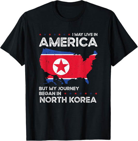 North Korean American USA Patriot Grown North Korea US Flag T-Shirt - T-Shirt | Black