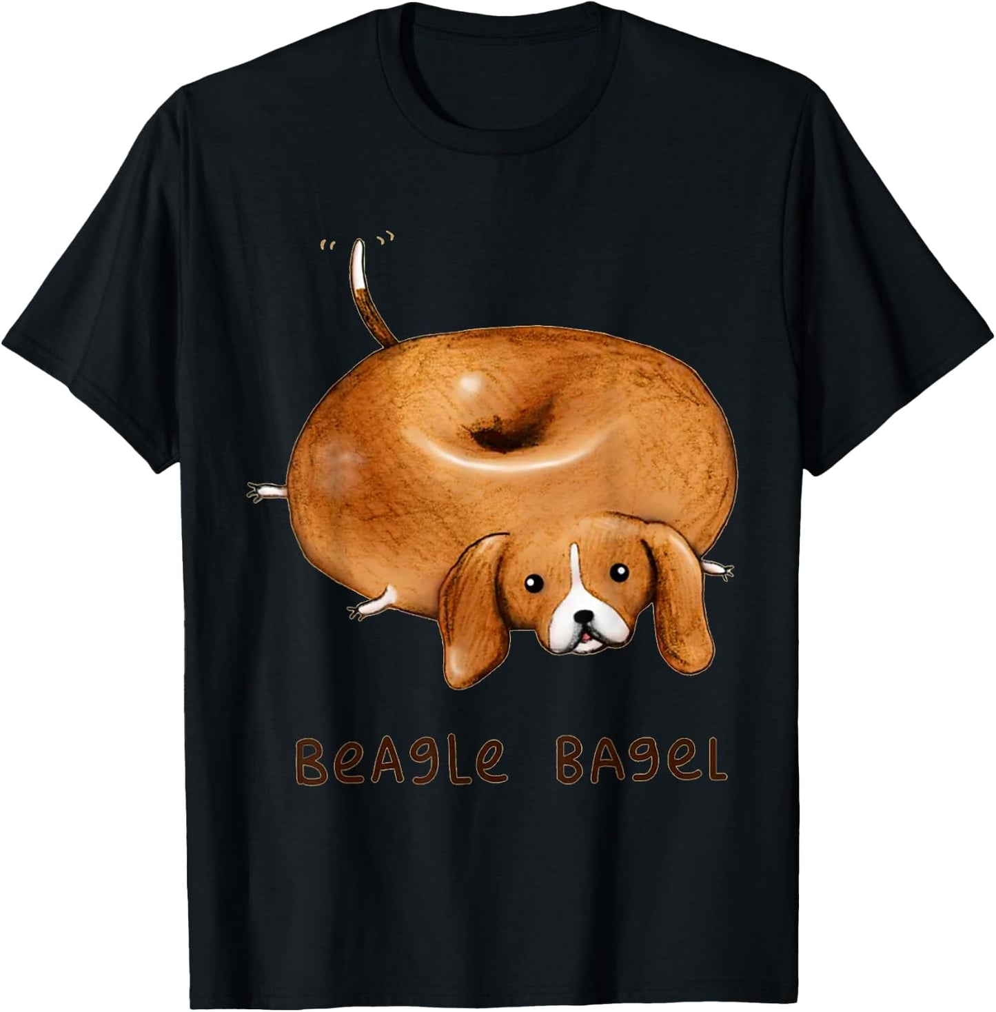 Beagle Bagel - Funny Cute Dog Women Kids T-Shirt - T-Shirt | Black