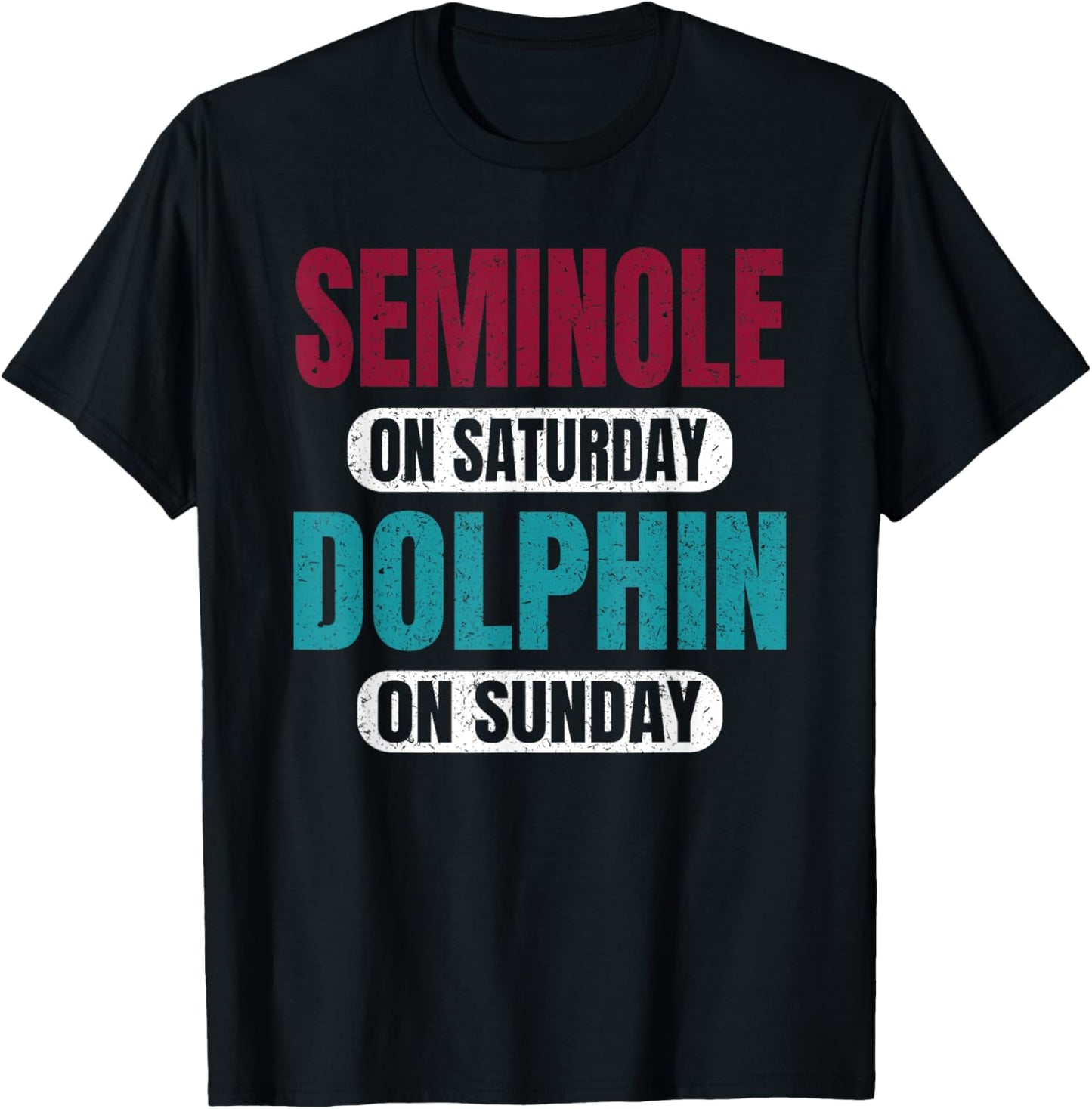 Seminole On Saturday Dolphin On Sunday Sports Fans Vintage T-Shirt - T-Shirt | Black