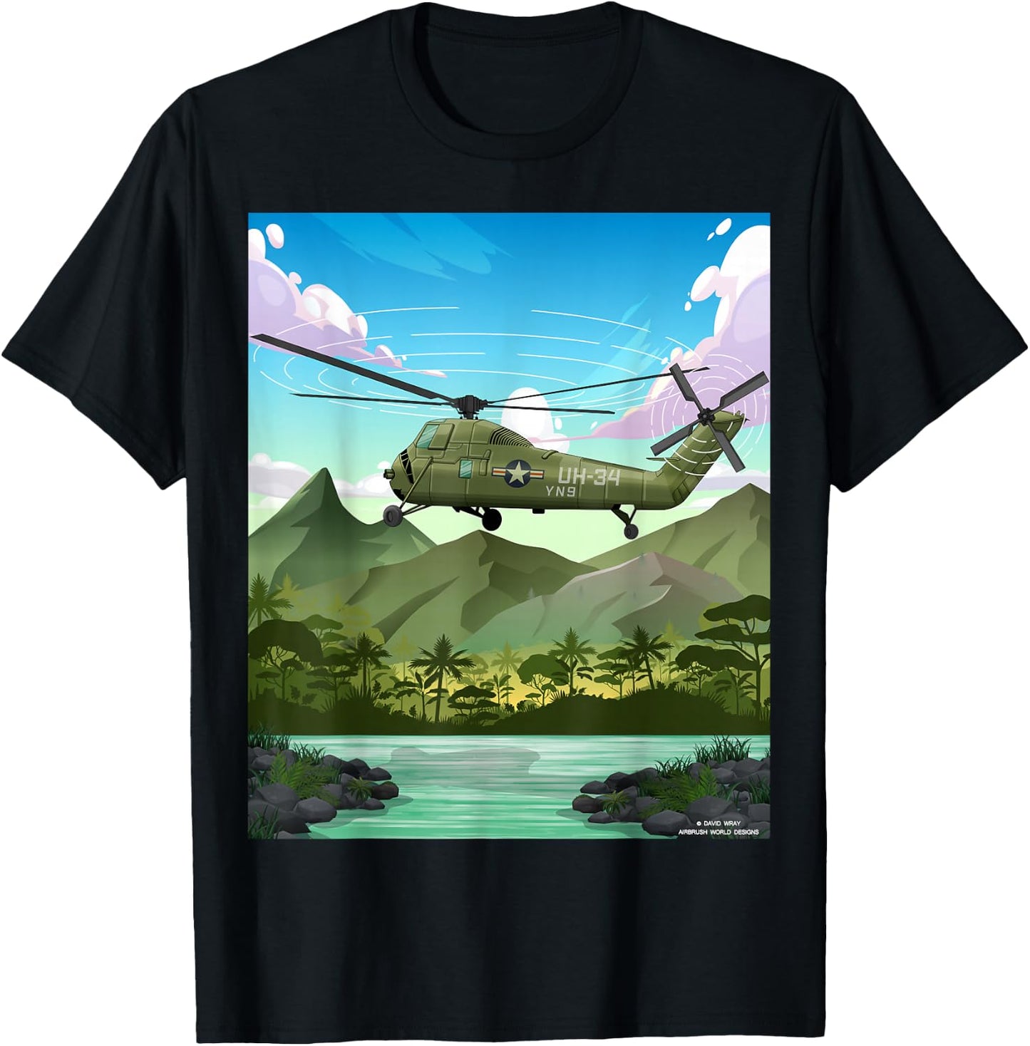 Vietnam War Military Helicopter Armed Forces Veterans Gift T-Shirt - T-Shirt | Black