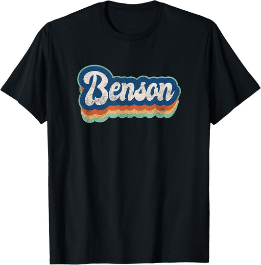 Benson First Name Boy Vintage Style 70s 80s Personalized T-Shirt - T-Shirt | Black