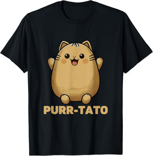 Cute Purr-Tato Potato Cat Lover Potato Lover Men Women Girls Kids T-Shirt - T-Shirt | Black