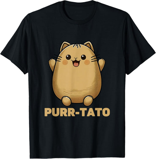 Cute Purr-Tato Potato Cat Lover Potato Lover Men Women Girls Kids T-Shirt - T-Shirt | Black