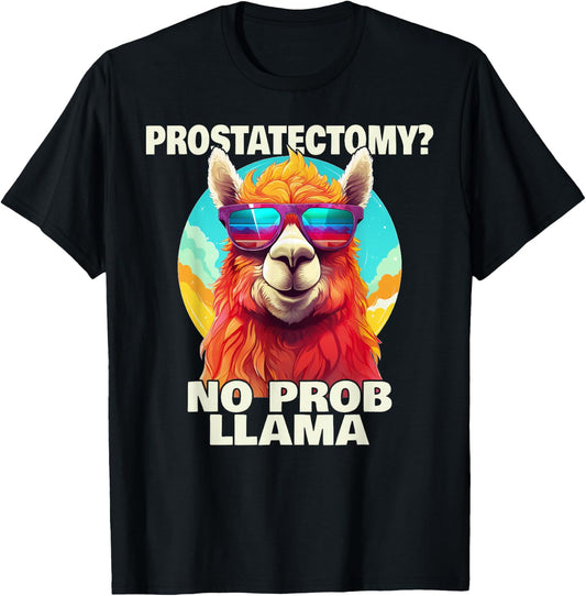 Prostatectomy No Probllama Prostate Removal Surgery Recovery T-Shirt - T-Shirt | Black