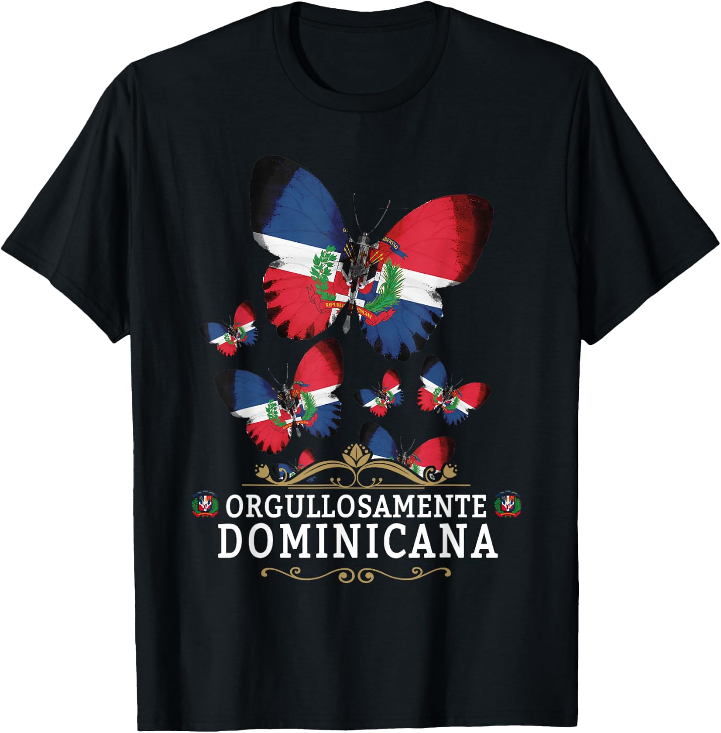 Republica Dominicana Butterfly & Dominican Flag T-Shirt - T-Shirt | Black