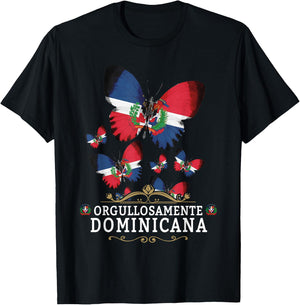Republica Dominicana Butterfly & Dominican Flag T-Shirt - T-Shirt | Black