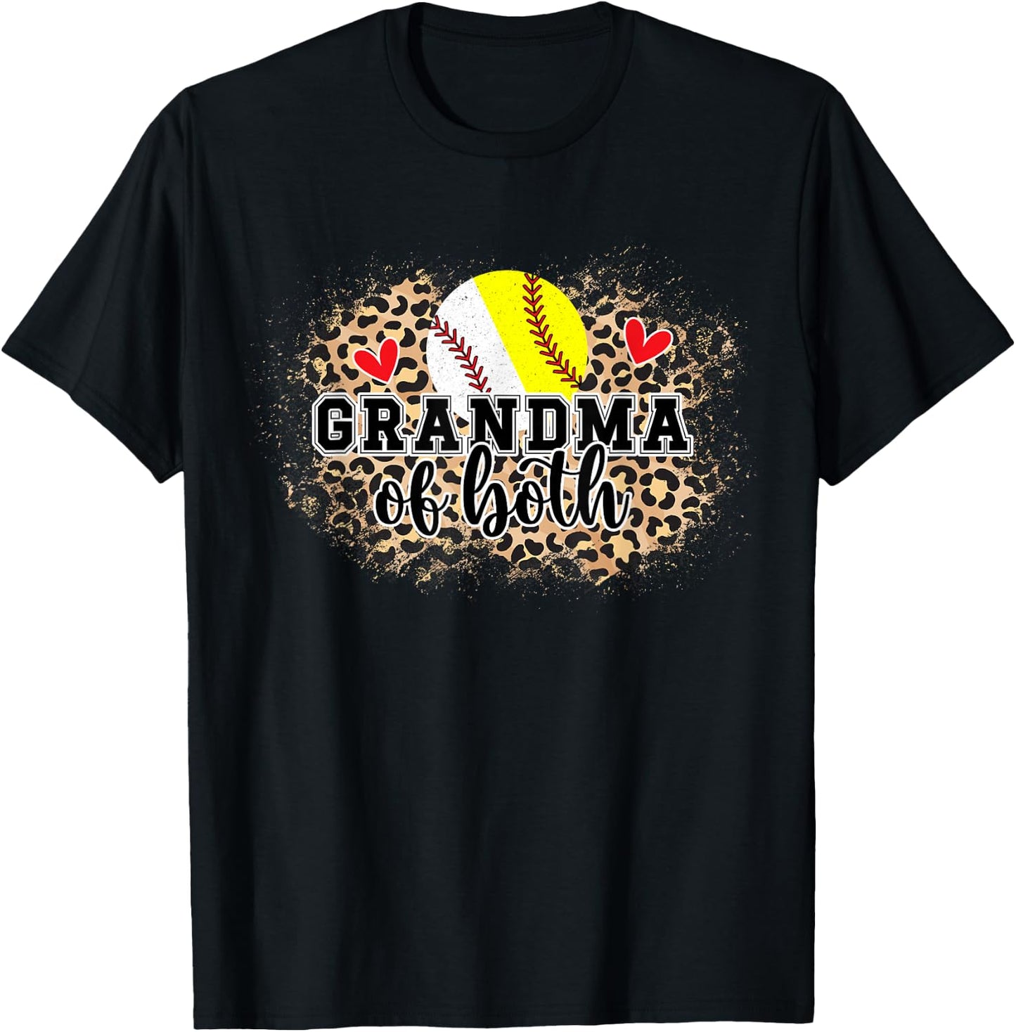 Grandma Of Both Baseball Softball Grandma T-Shirt - T-Shirt | Black