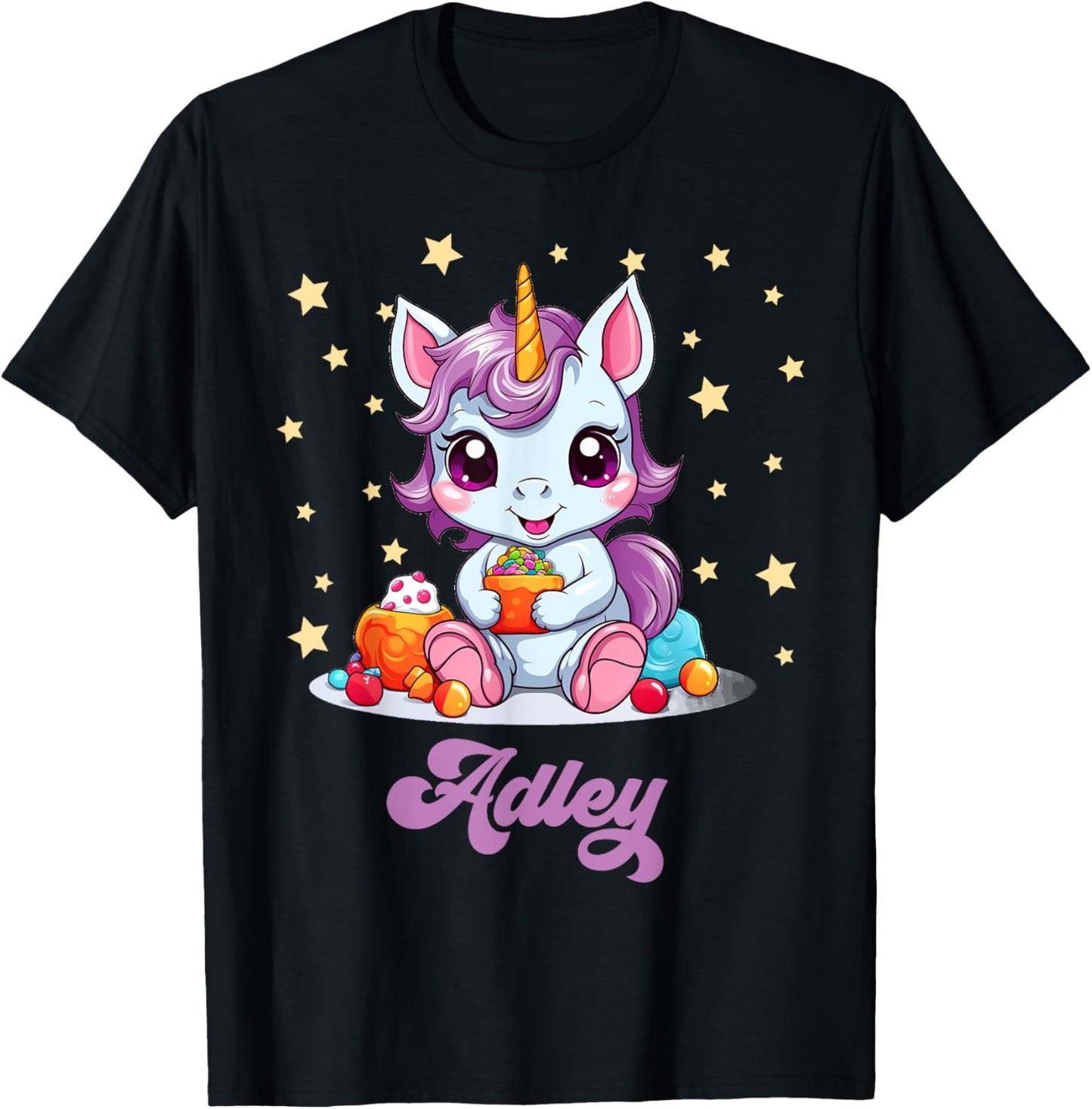 Adley Merch Unicorn Design T-Shirt - T-Shirt | Black