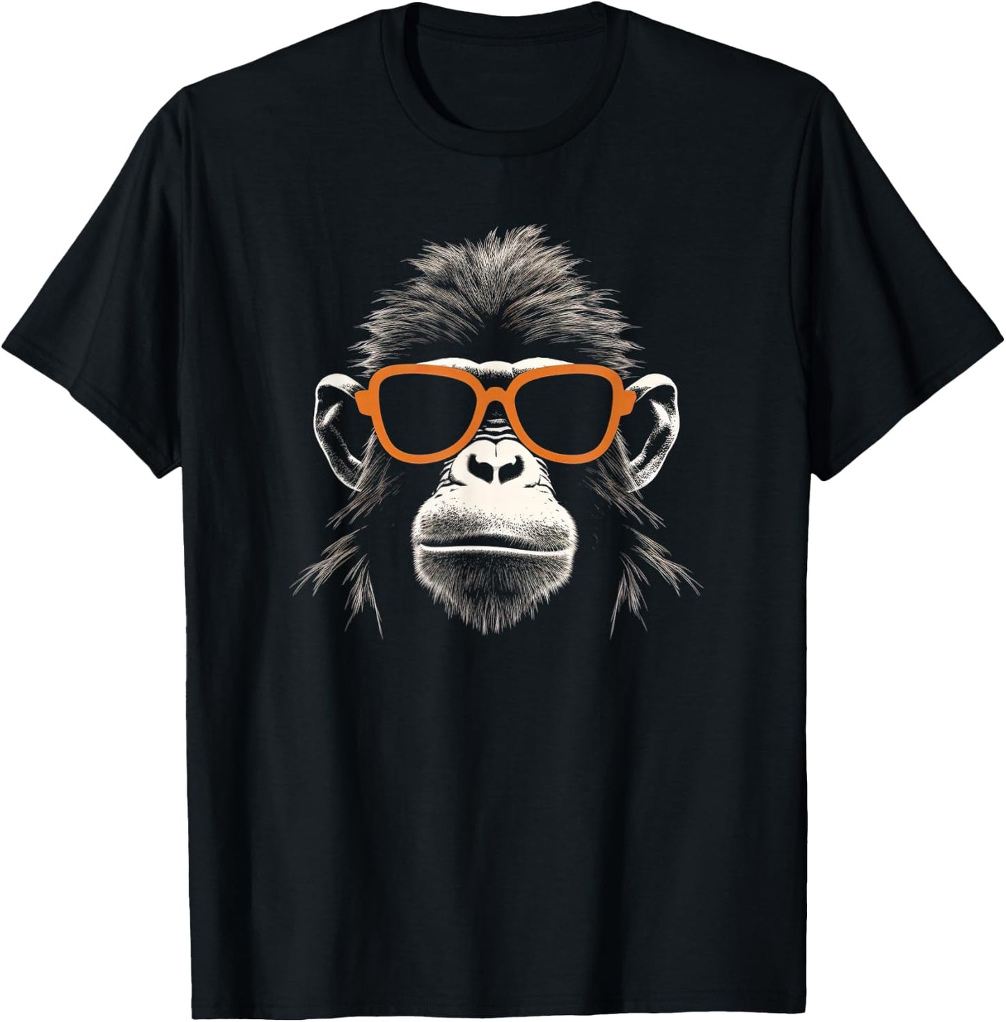 Cool Monkey With Retro Sunglasses Stencil Art Gorilla Face T-Shirt - T-Shirt | Black