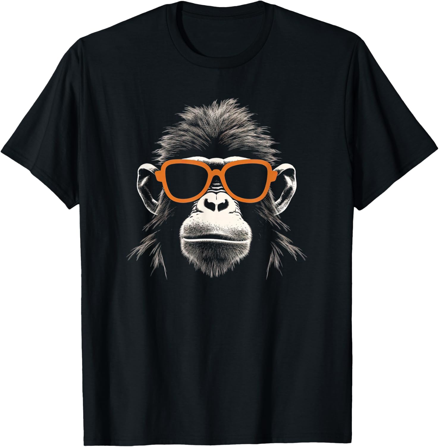 Cool Monkey With Retro Sunglasses Stencil Art Gorilla Face T-Shirt - T-Shirt | Black
