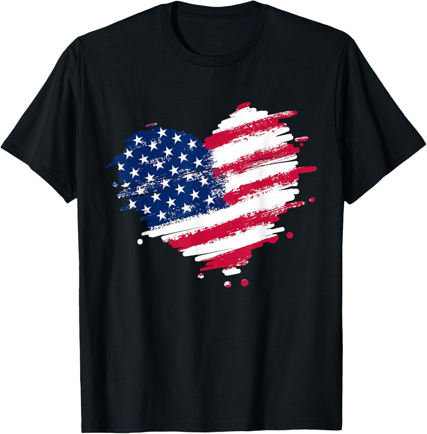 4th of July Heart USA American Flag Patriotic Men Women T-Shirt - T-Shirt | Black