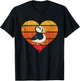 Puffin Bird Heart Retro Vintage Seabird Lover Puffin Lover T-Shirt - T-Shirt | Black