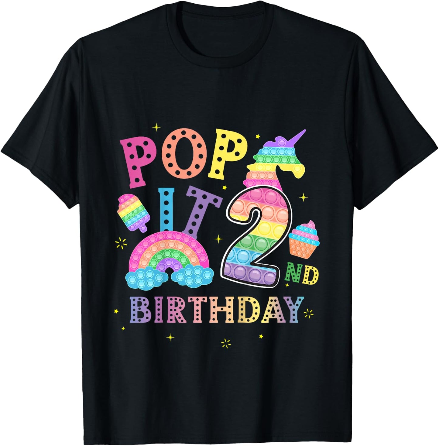 2nd Birthday Pop 2 Year Popping Party for Girls Pop it T-Shirt - T-Shirt | Black