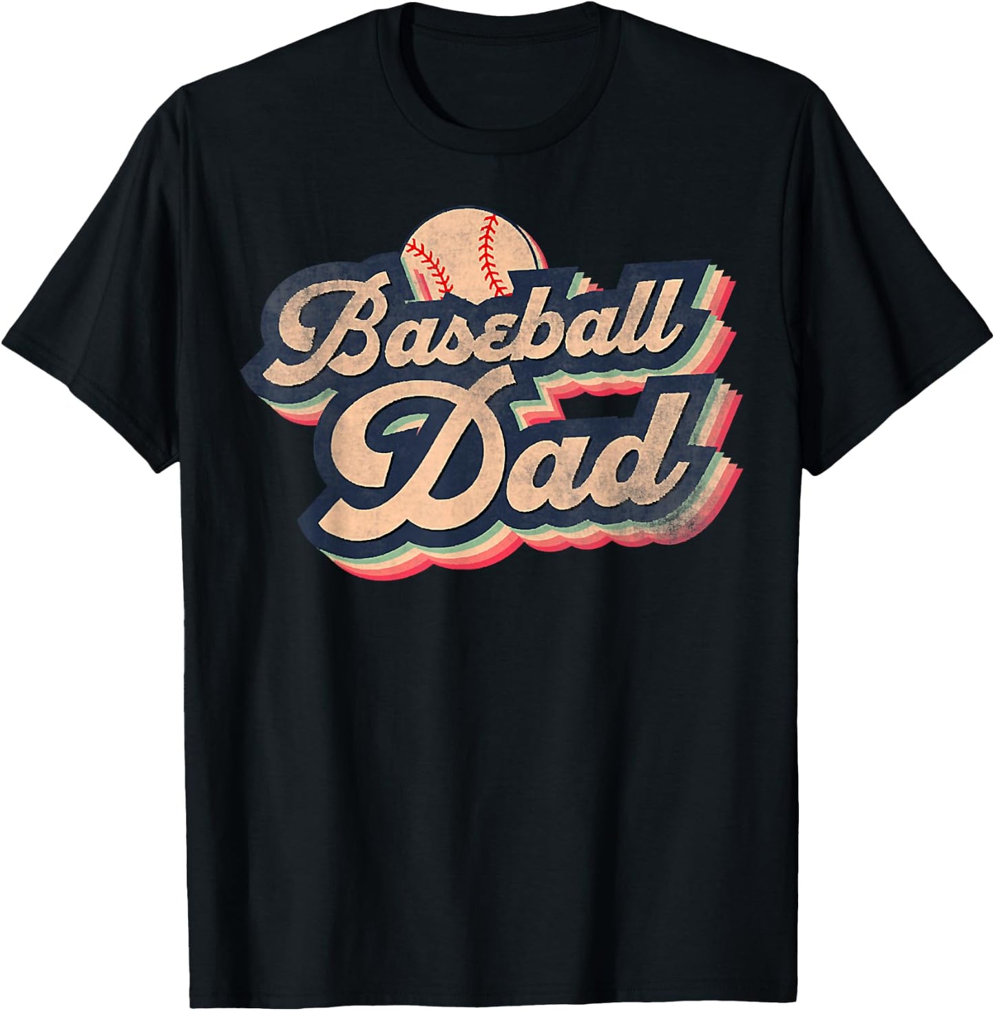 Retro Vintage Baseball Dad, T-Ball Dad, Ball Fathers Day T-Shirt - T-Shirt | Black