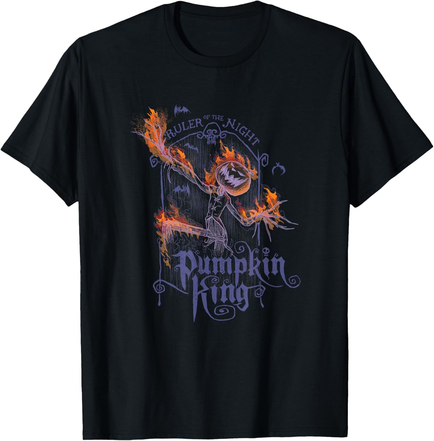 Disney The Nightmare Before Christmas Pumpkin King Flames T-Shirt - T-Shirt | Black
