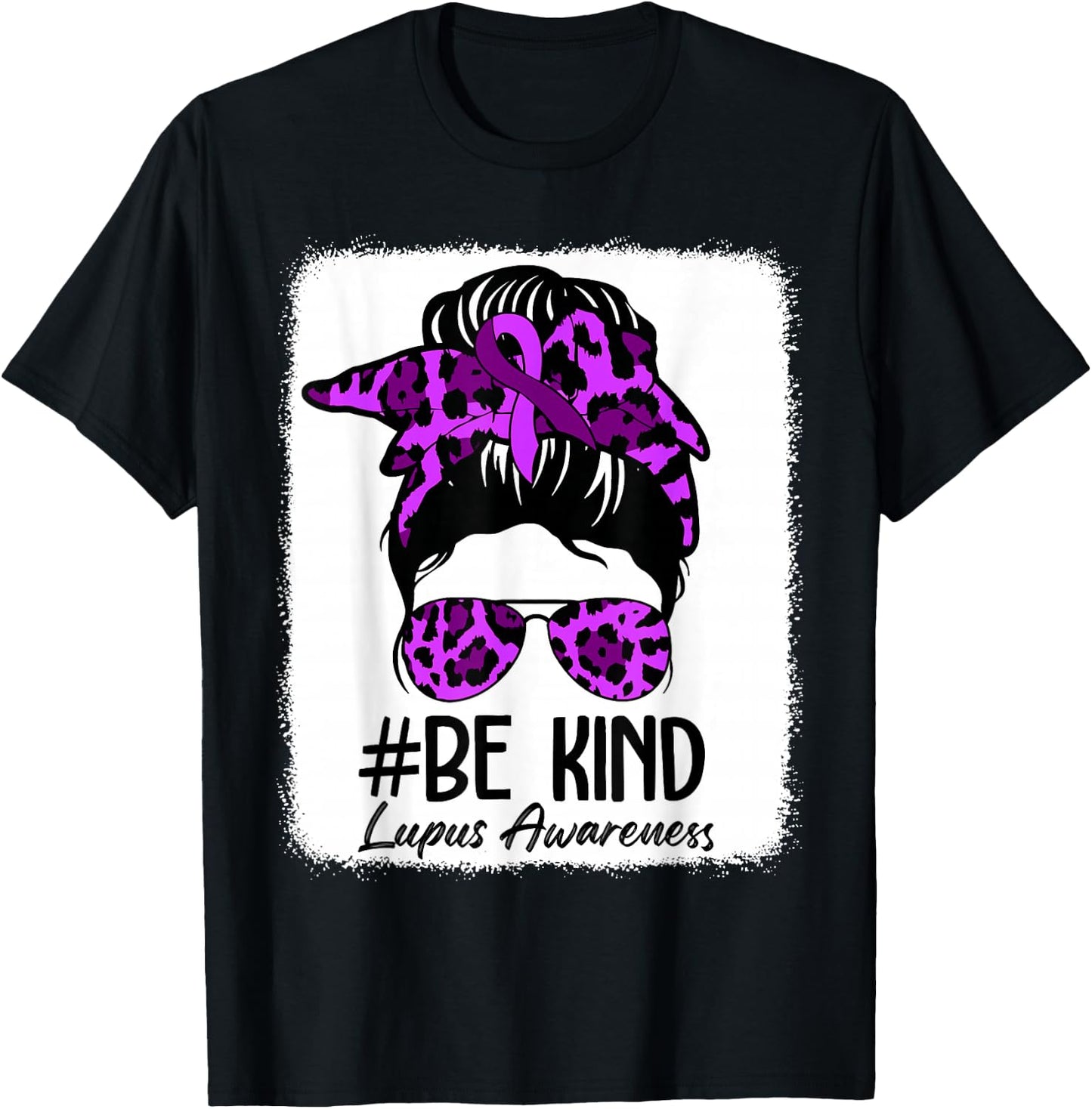 Be Kind Lupus Awareness Messy Bun May We Wear Purple Women T-Shirt - T-Shirt | Black