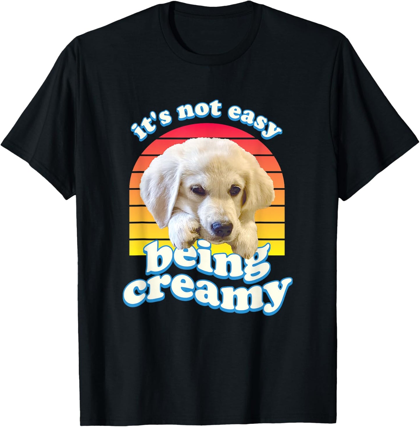 English Cream Golden Retriever Funny ECGR Puppy Vintage 80's T-Shirt - T-Shirt | Black
