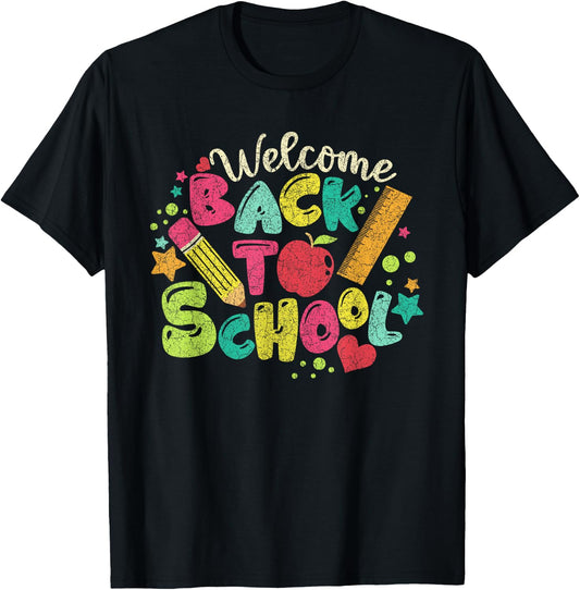 Welcome Back To School Ruler Pencil Kid T-Shirt - T-Shirt | Black