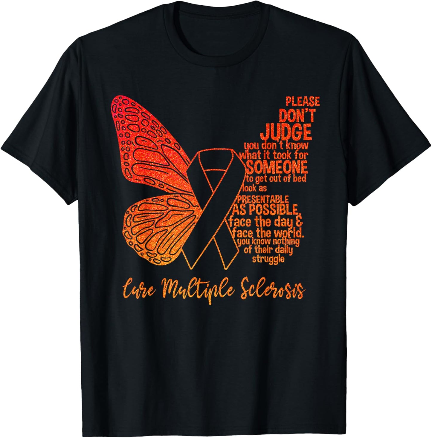 MS Awareness | Butterfly Multiple Sclerosis Awareness T-Shirt - T-Shirt | Black