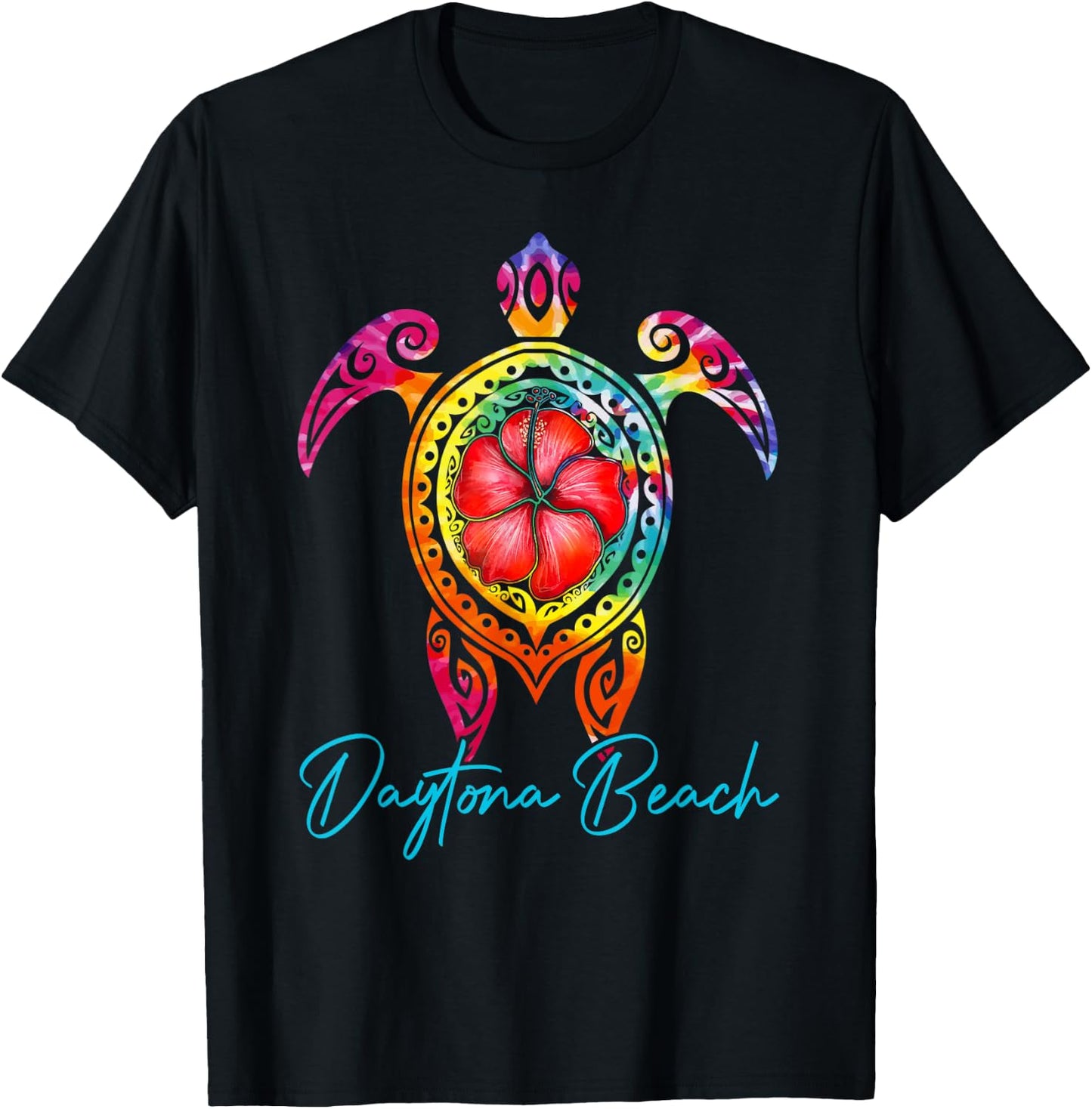 Daytona Beach Florida Tie Dye Sea Turtle Vacation 2025 T-Shirt - T-Shirt | Black