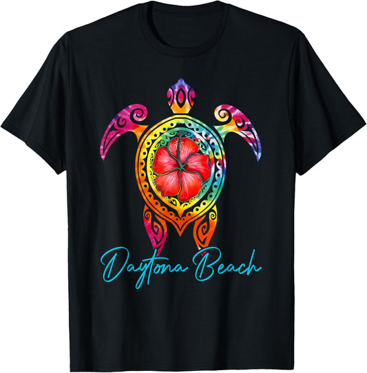 Daytona Beach Florida Tie Dye Sea Turtle Vacation 2025 T-Shirt - T-Shirt | Black