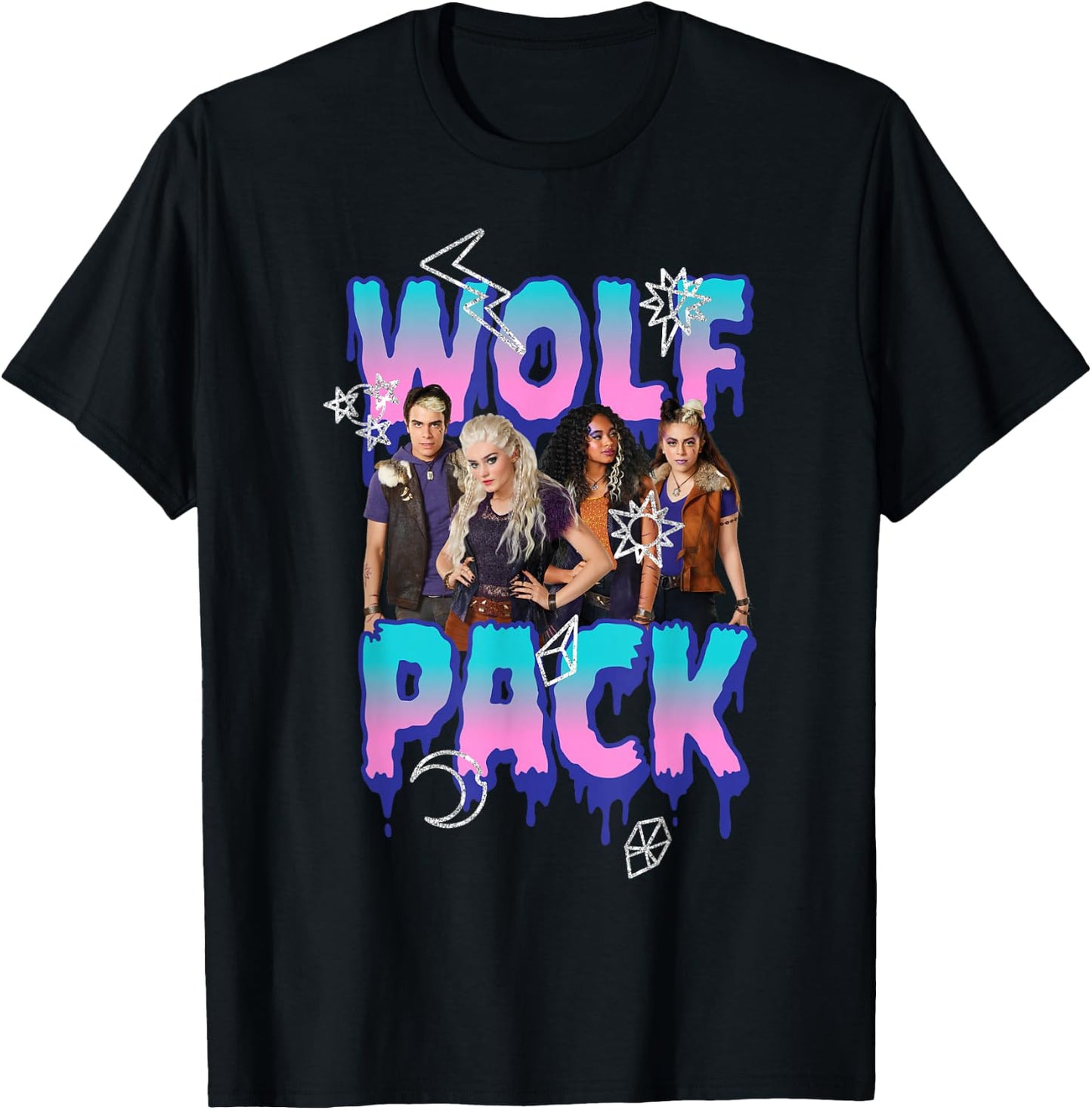 Disney Zombies Group Shot Wolf Pack Doodles T-Shirt - T-Shirt | Black