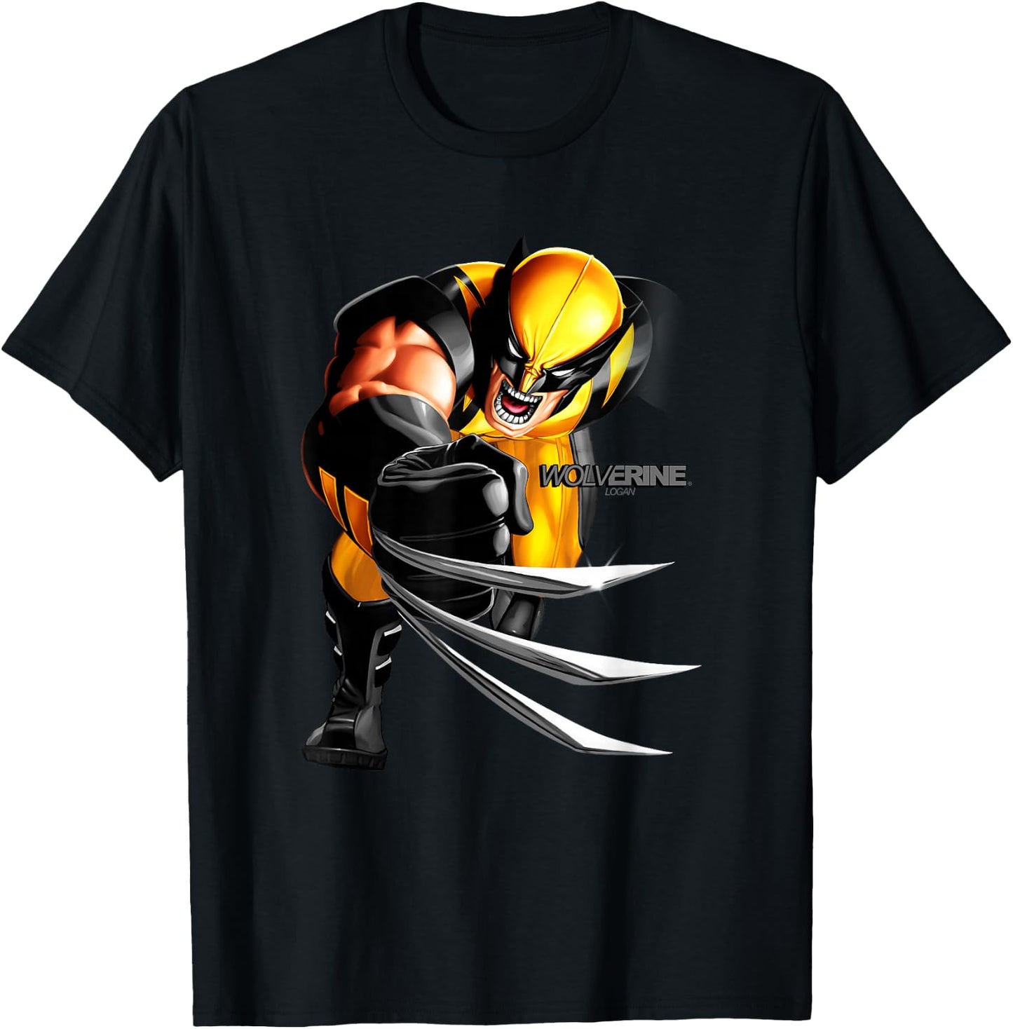 Marvel Wolverine Classic Ferocious Logan Claw Portrait T-Shirt - T-Shirt | Black