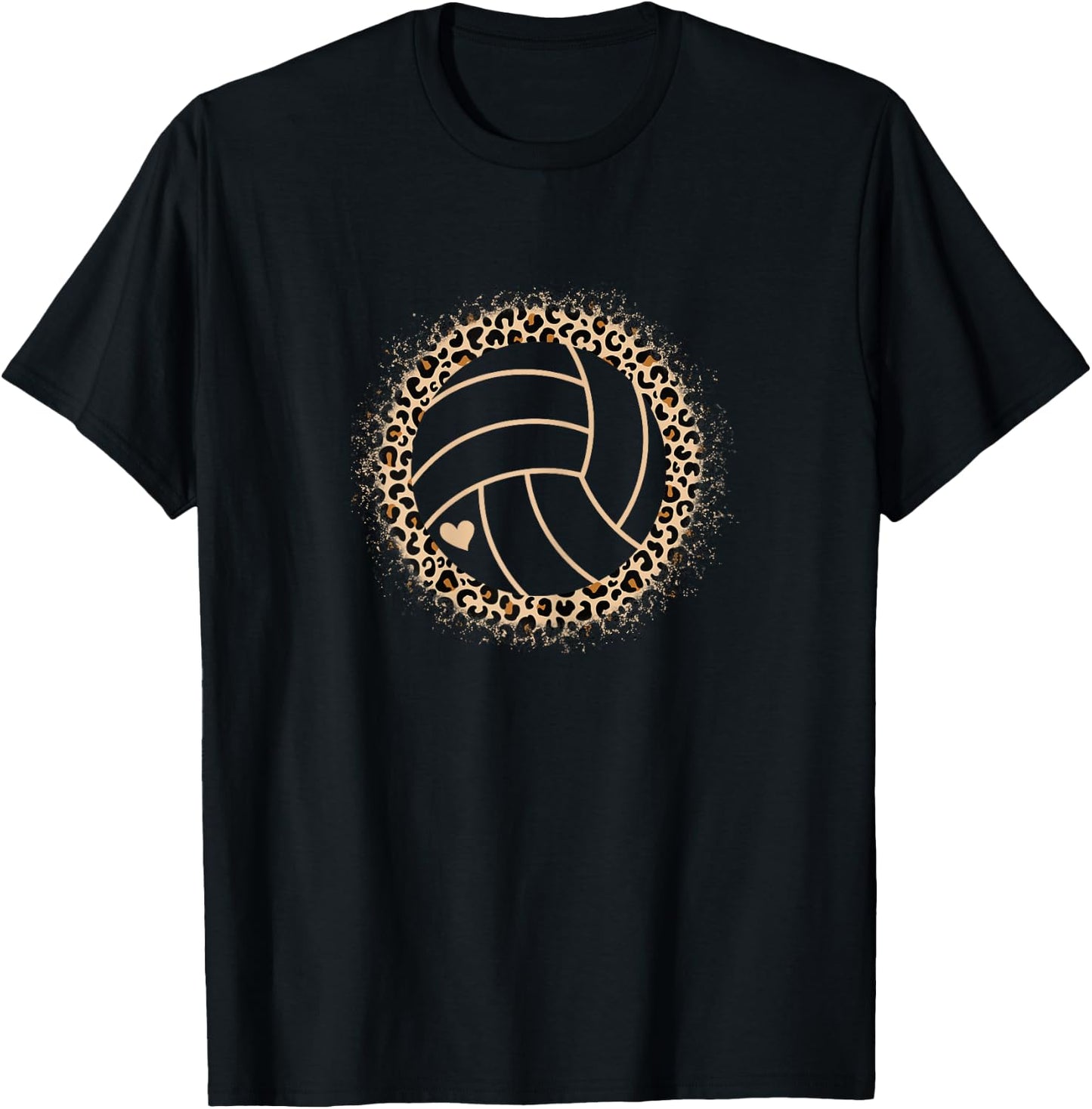 Cute Volleyball Leopard Print Women Girls Volleyball Lover T-Shirt - T-Shirt | Black