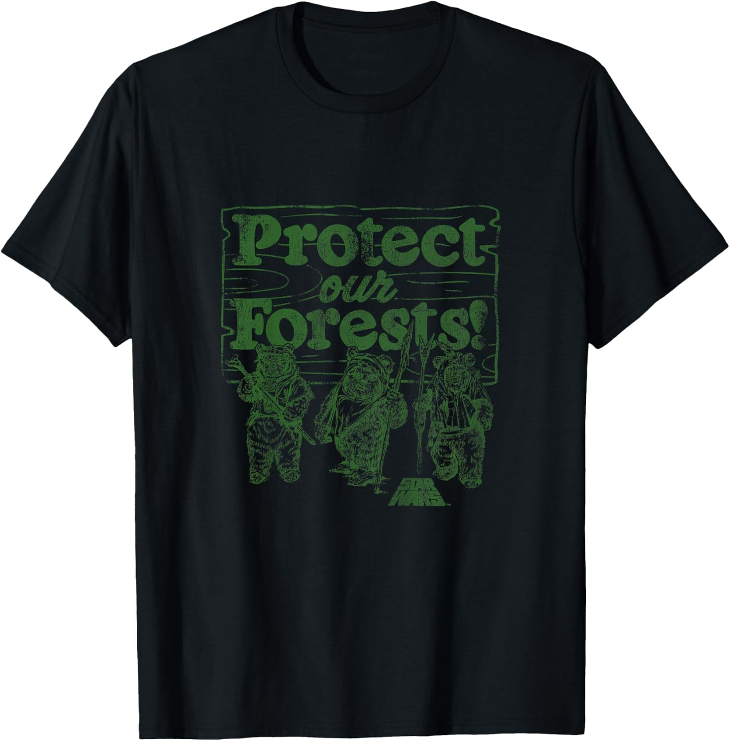 Kids Star Wars Classic Protect Our Forests Vintage Ewok Fighters T-Shirt - T-Shirt | Black
