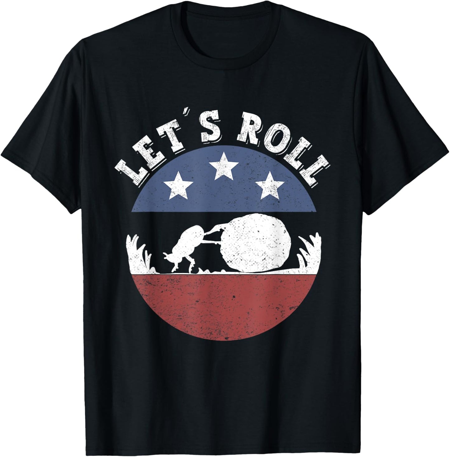 Lets Roll Vintage dung beatle pushing dung ball T-Shirt - T-Shirt | Black