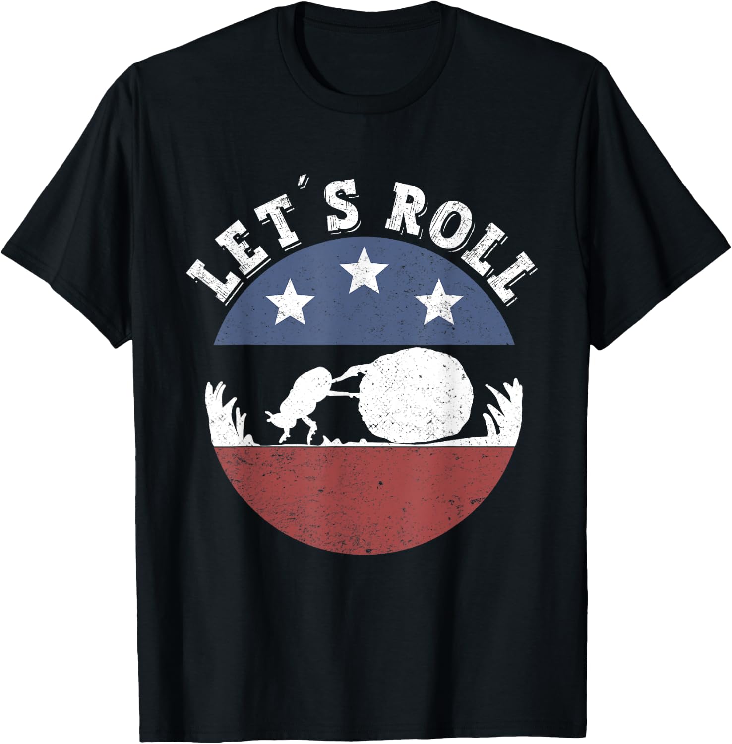Lets Roll Vintage dung beatle pushing dung ball T-Shirt - T-Shirt | Black