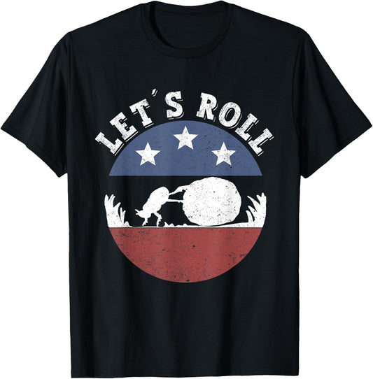 Lets Roll Vintage dung beatle pushing dung ball T-Shirt - T-Shirt | Black