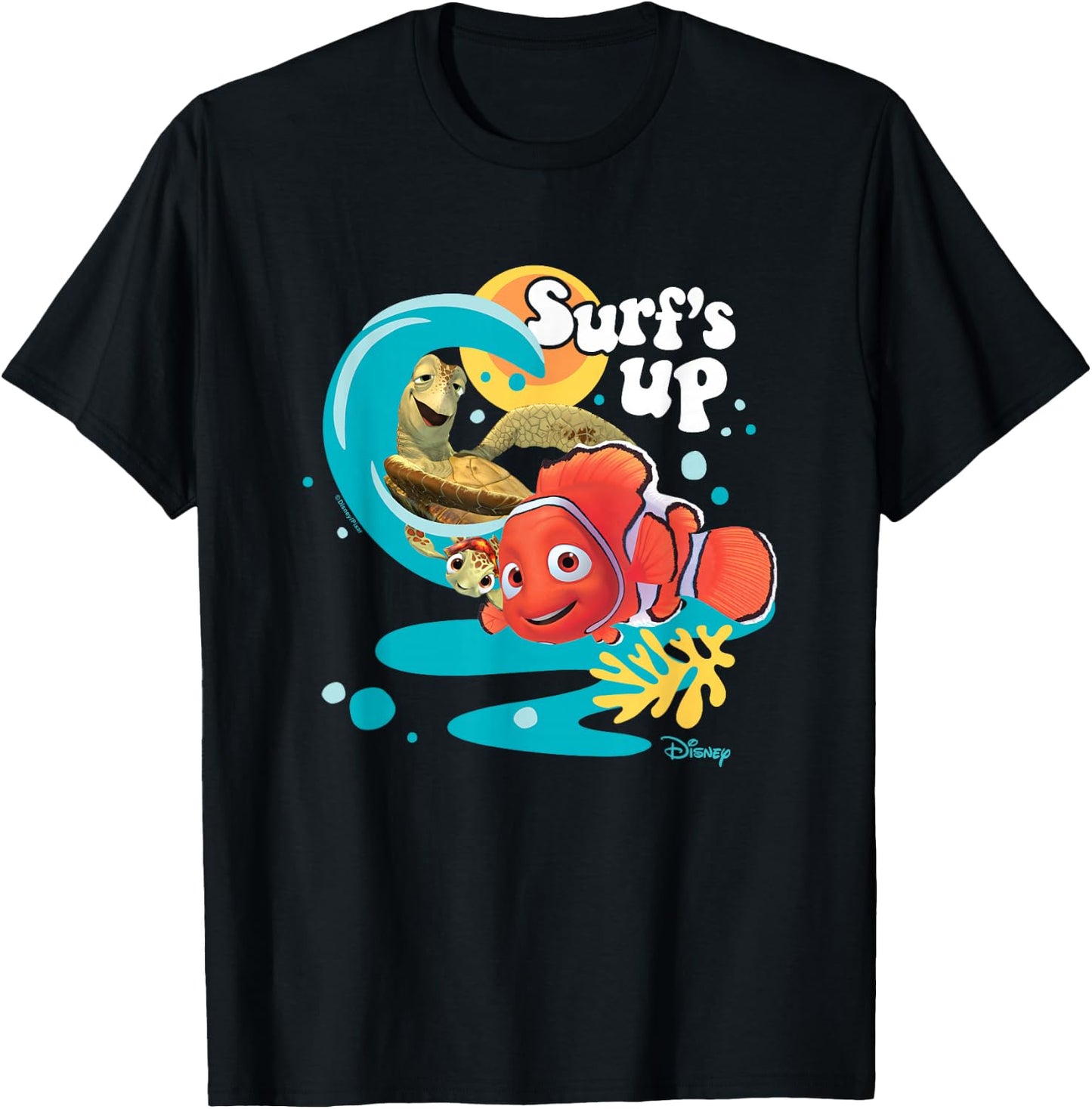 Finding Nemo - Crush Squirt Nemo Surfs Up T-Shirt - T-Shirt | Black