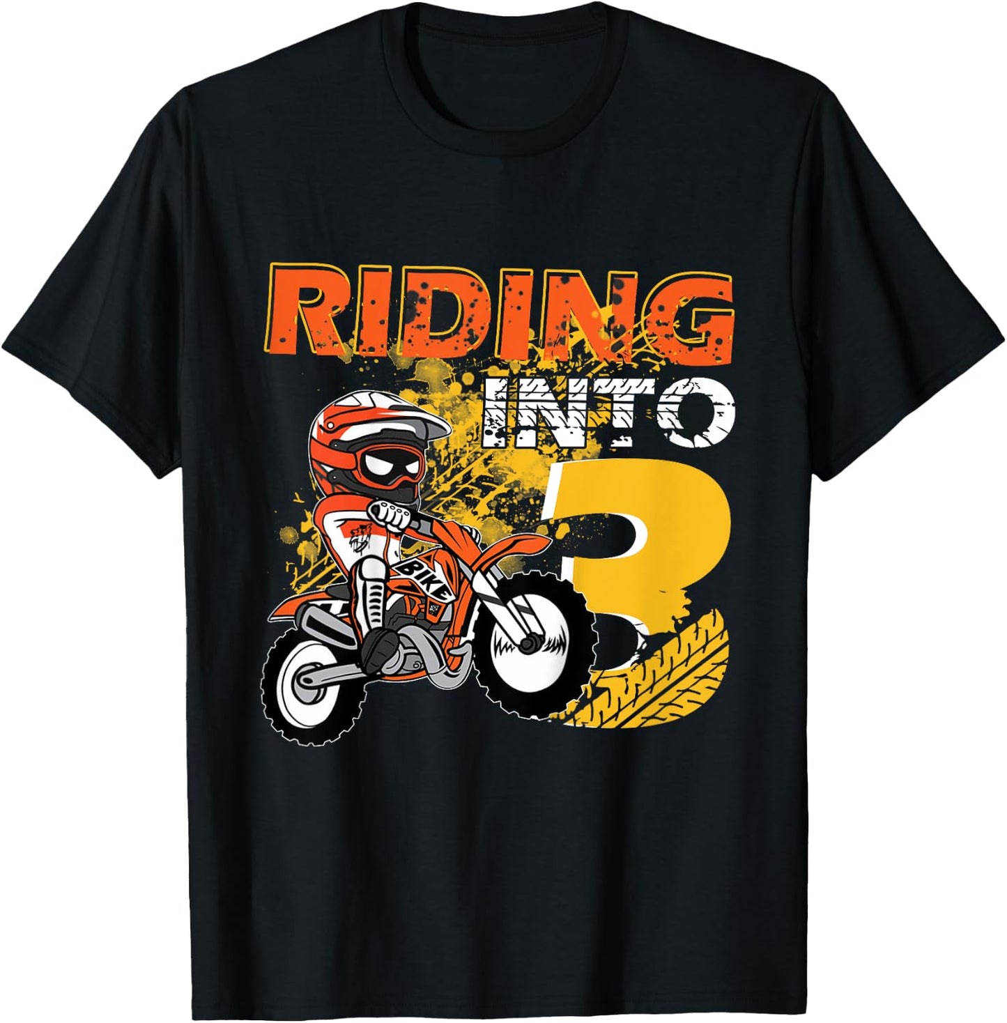 Kids Riding Into 3 Years Old Dirt Biker 3rd Birthday Boys Kids T-Shirt - T-Shirt | Black