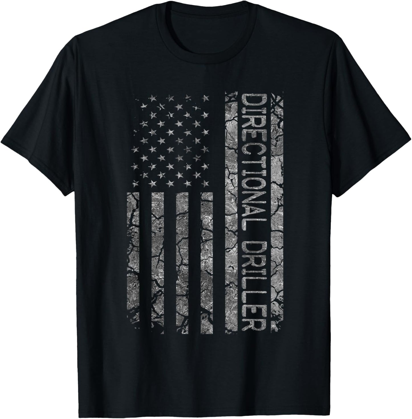 American Flag Job Title Worker Funny Directional Driller Men T-Shirt - T-Shirt | Black