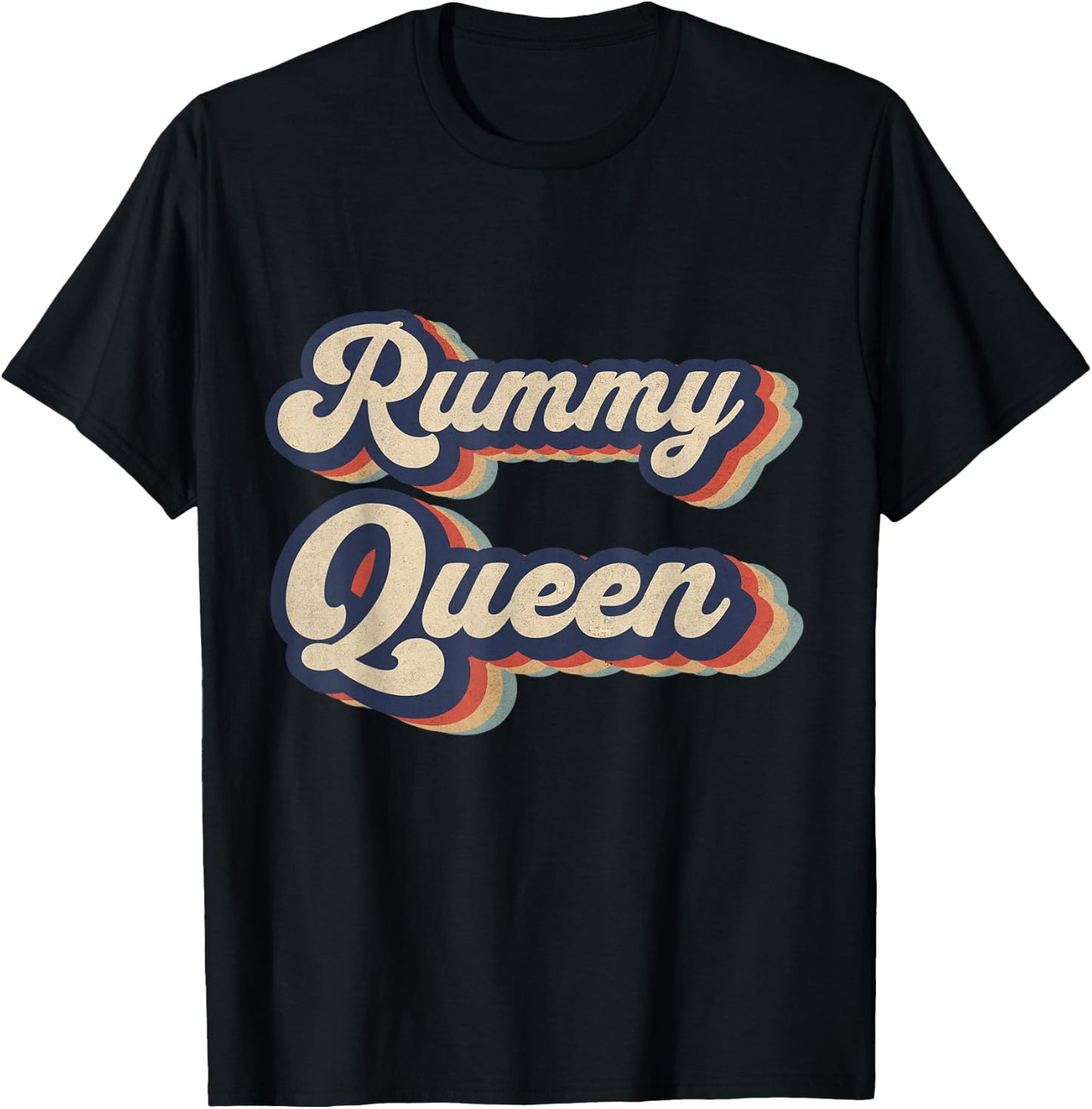 Rummy Queen Vintage Design Funny Rummy Card Game T-Shirt - T-Shirt | Black