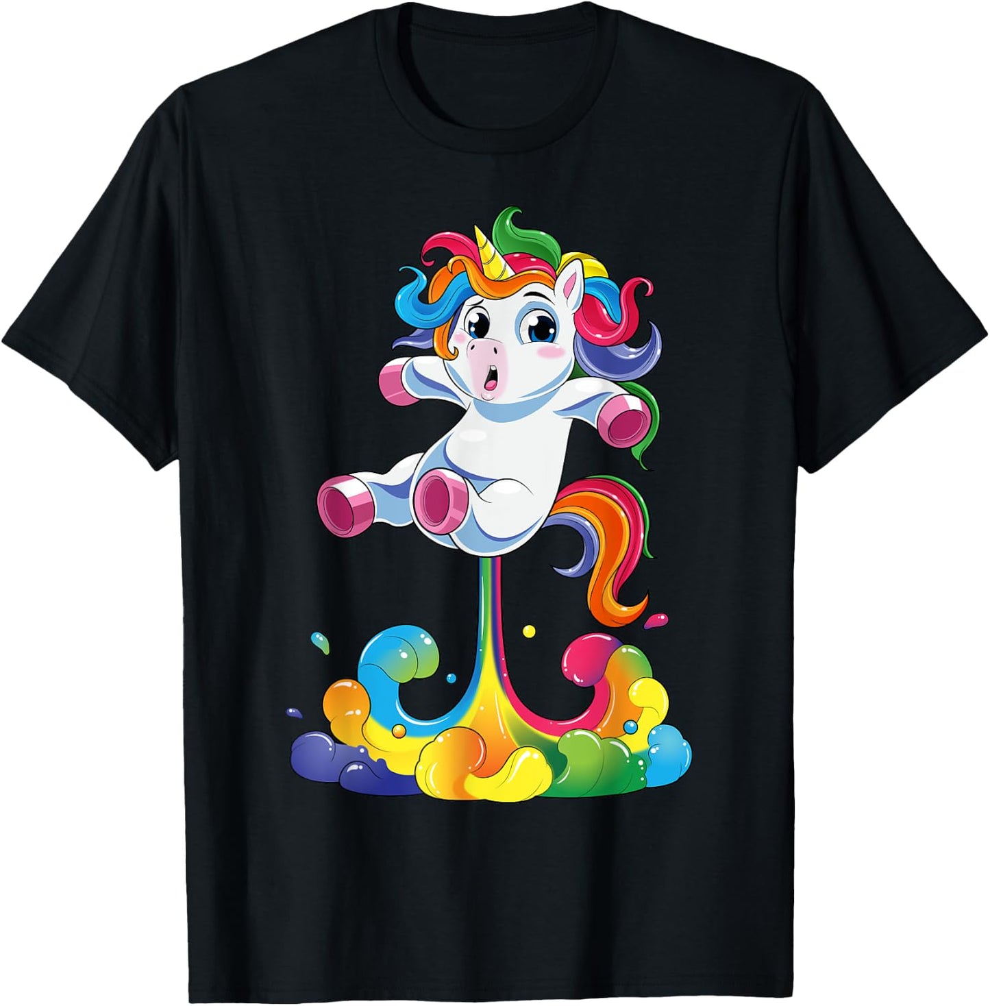 Unicorn Shirt Funny Magical Fart Unicorn Farting Rainbow T-Shirt - T-Shirt | Black