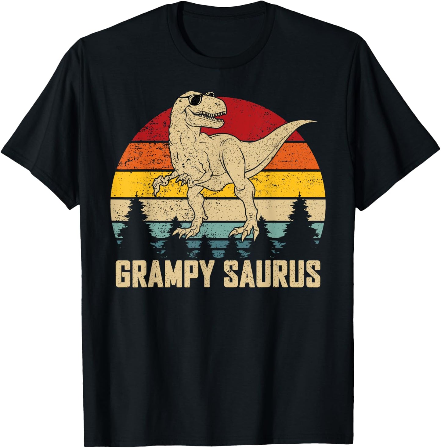 Grampysaurus T rex Dinosaur Dad Father's Day Grampy T-Shirt - T-Shirt | Black