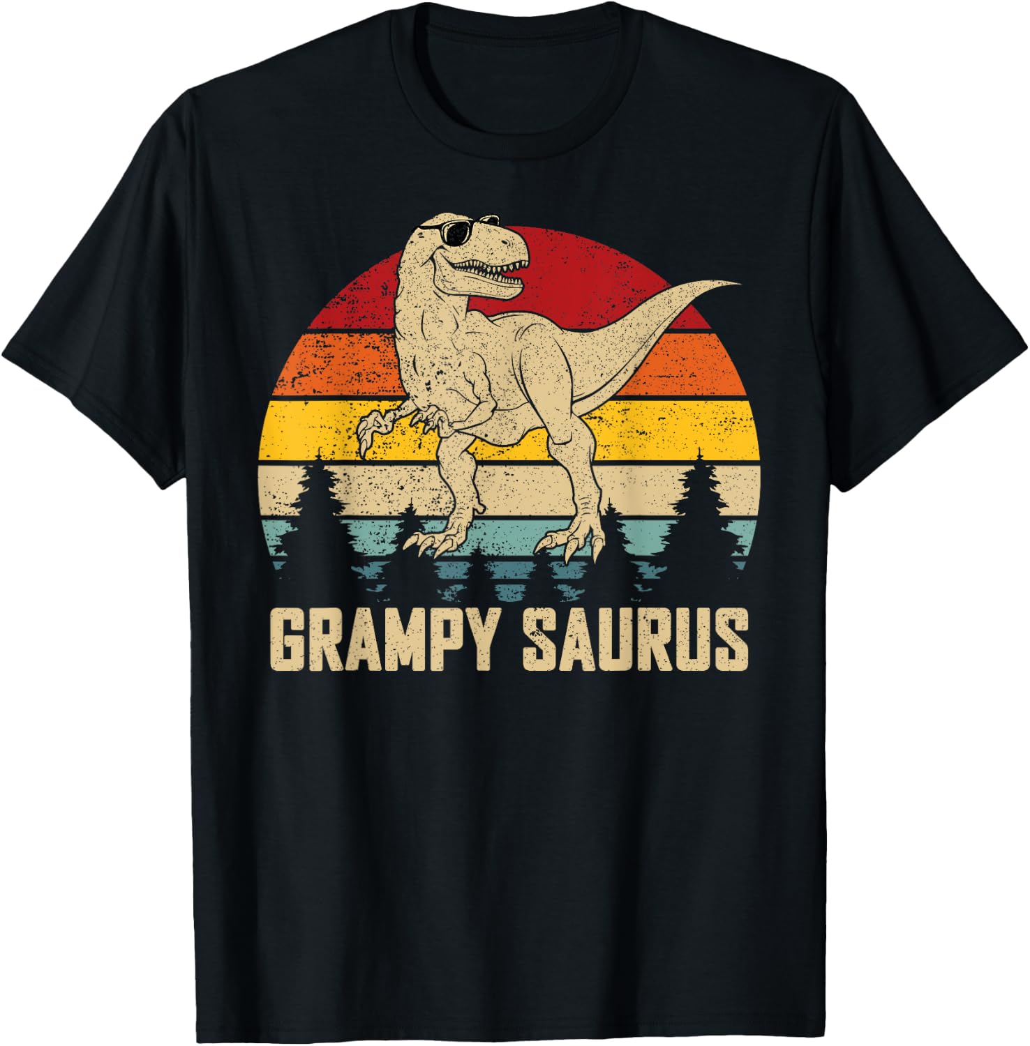 Grampysaurus T rex Dinosaur Dad Father's Day Grampy T-Shirt - T-Shirt | Black