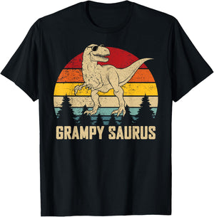 Grampysaurus T rex Dinosaur Dad Father's Day Grampy T-Shirt - T-Shirt | Black