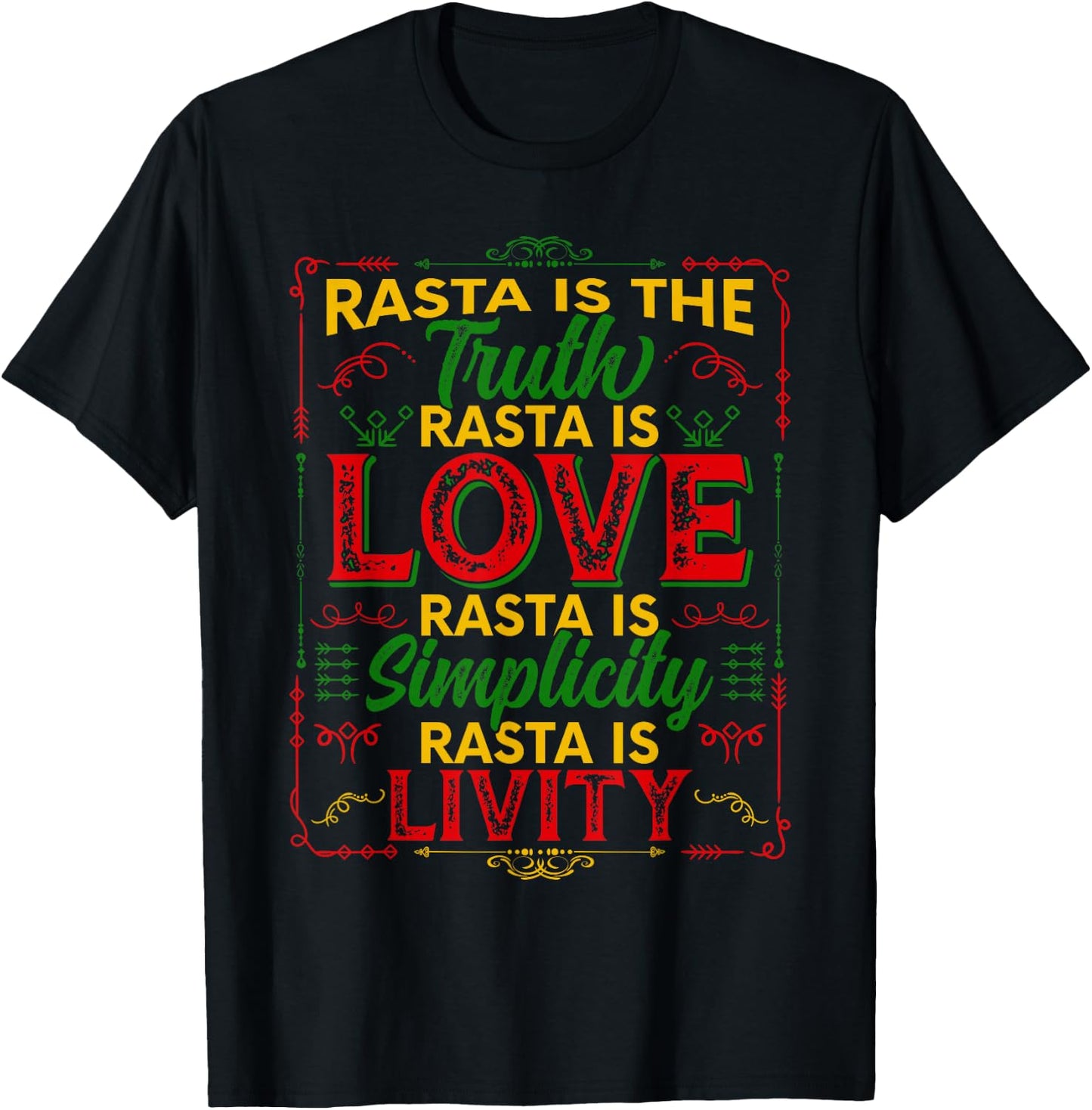 Rasta is The Truth Rasta is Love Rasta T-Shirt - T-Shirt | Black