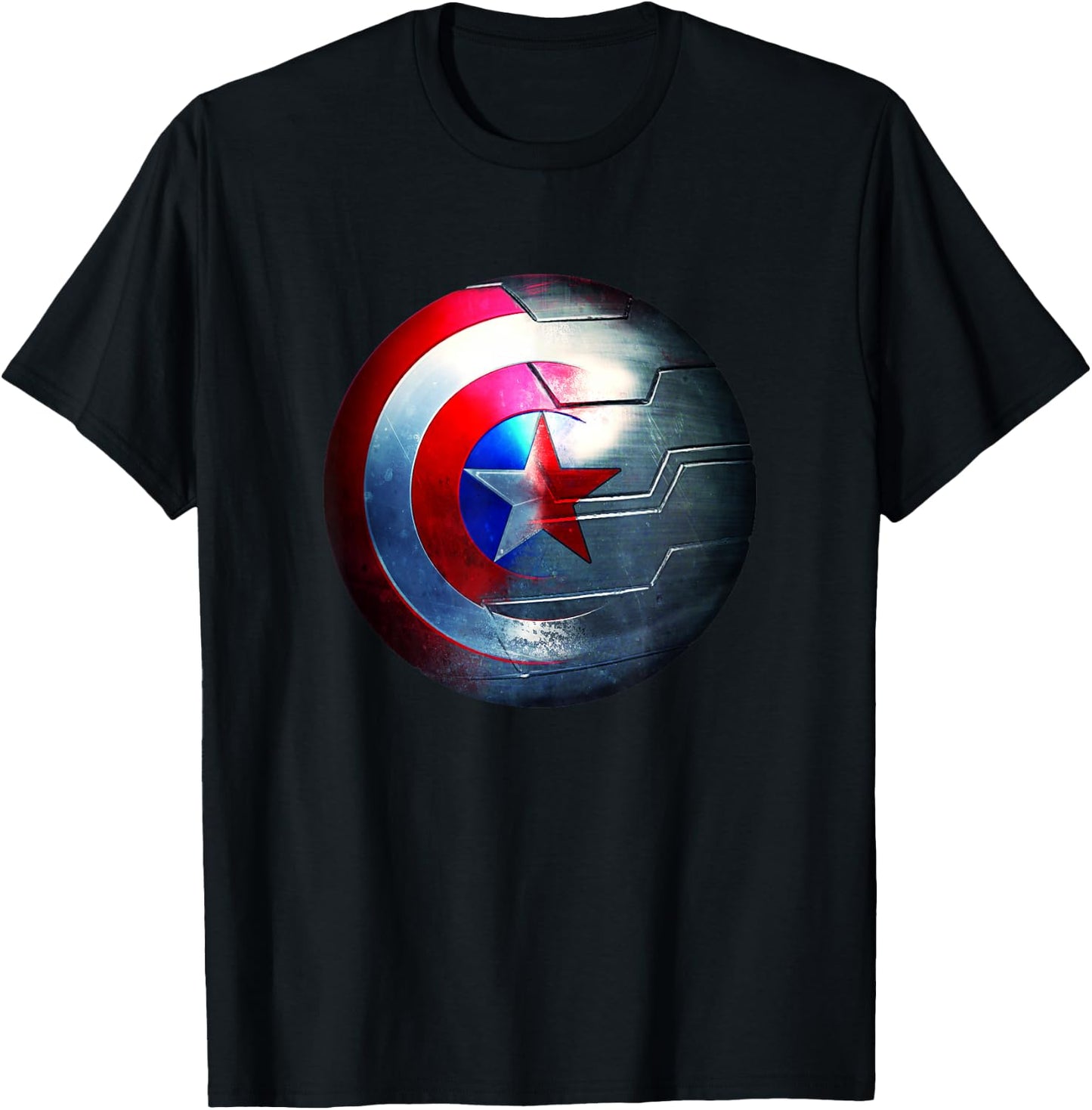 Marvel Comics Retro Classic Cap's Shield & Bucky's Arm Logo T-Shirt - T-Shirt | Black