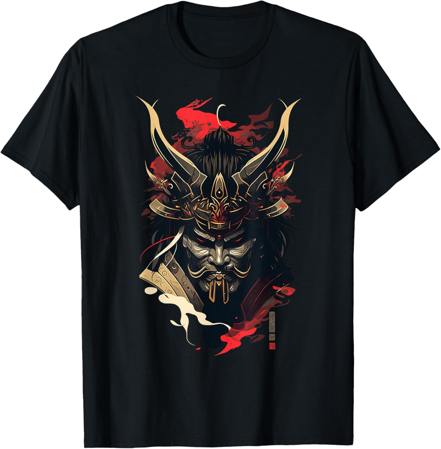 Samurai Mask Traditional Japanese Warrior Sword Retro Tattoo T-Shirt - T-Shirt | Black